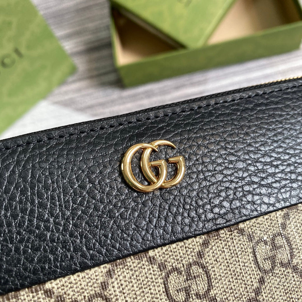 Gucci GG Marmont zip around wallet ‎‎456117 black leather