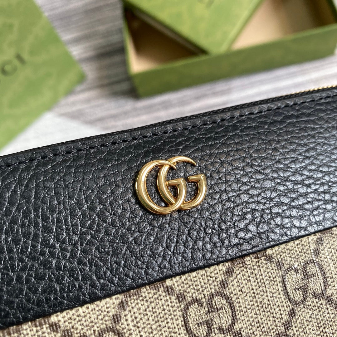 Gucci GG Marmont zip around wallet ‎‎456117 black leather