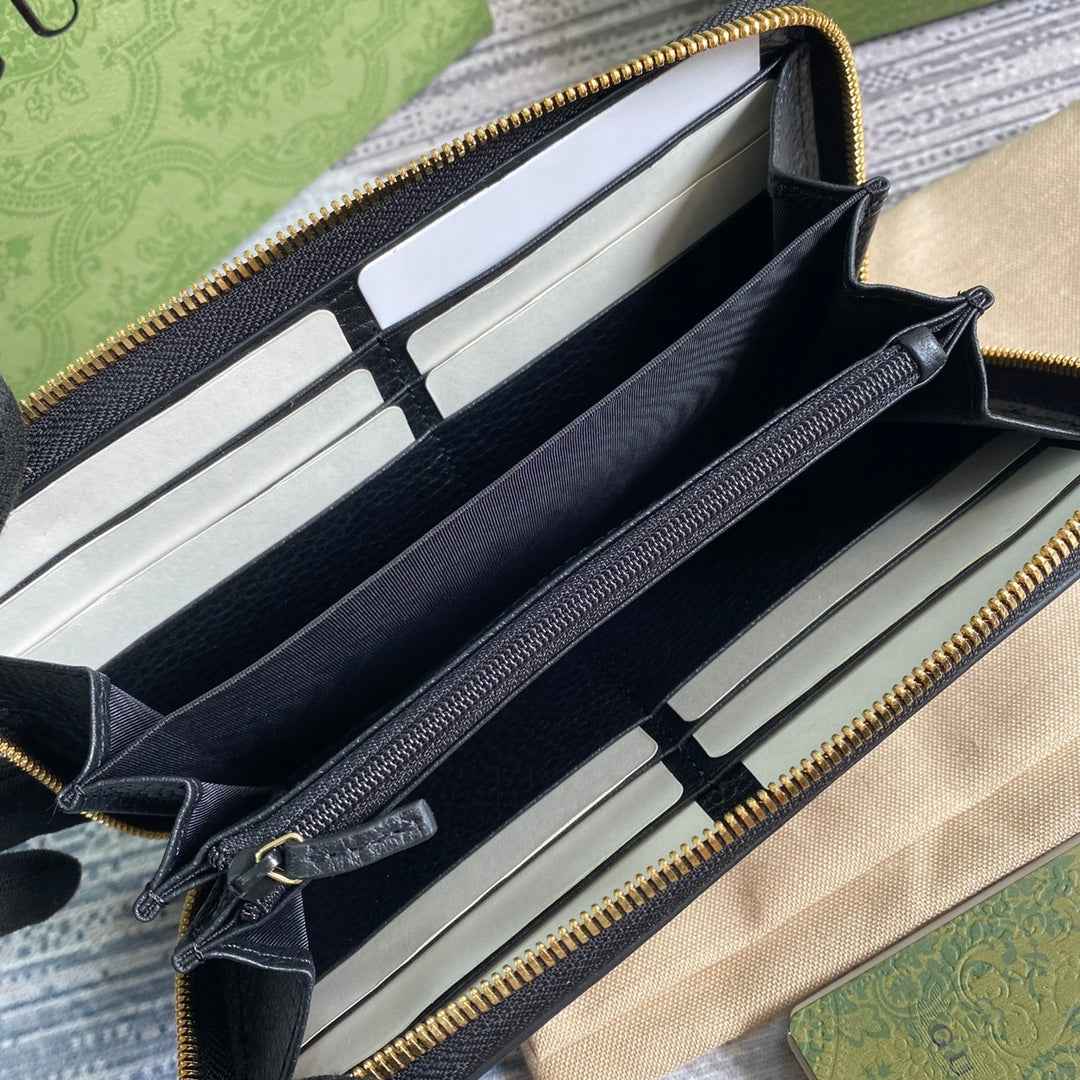 Gucci GG Marmont zip around wallet ‎‎456117 black leather