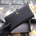 Gucci ‎‎456117 GG Marmont zip around wallet black leather gold