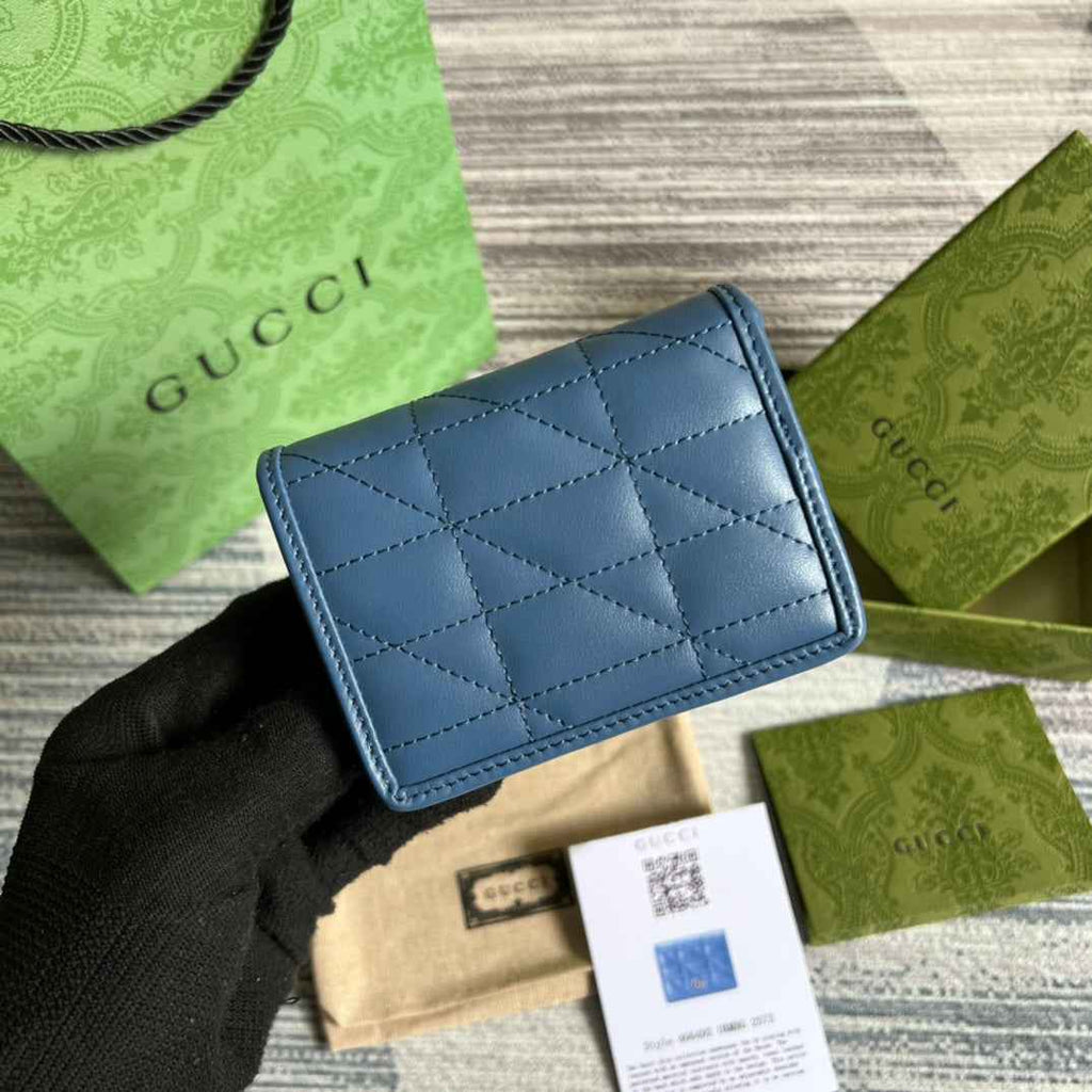 Gucci ‎466492 GG Marmont card case wallet in Blue