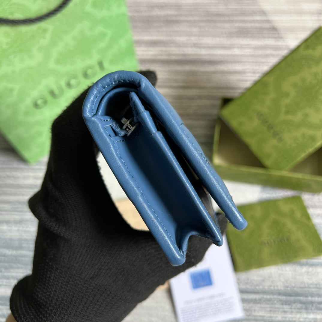 Gucci ‎466492 GG Marmont card case wallet in Blue