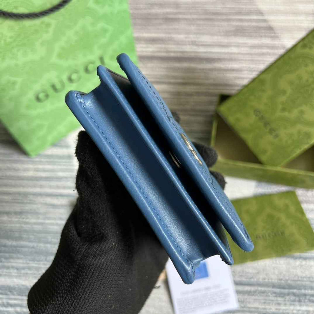 Gucci ‎466492 GG Marmont card case wallet in Blue