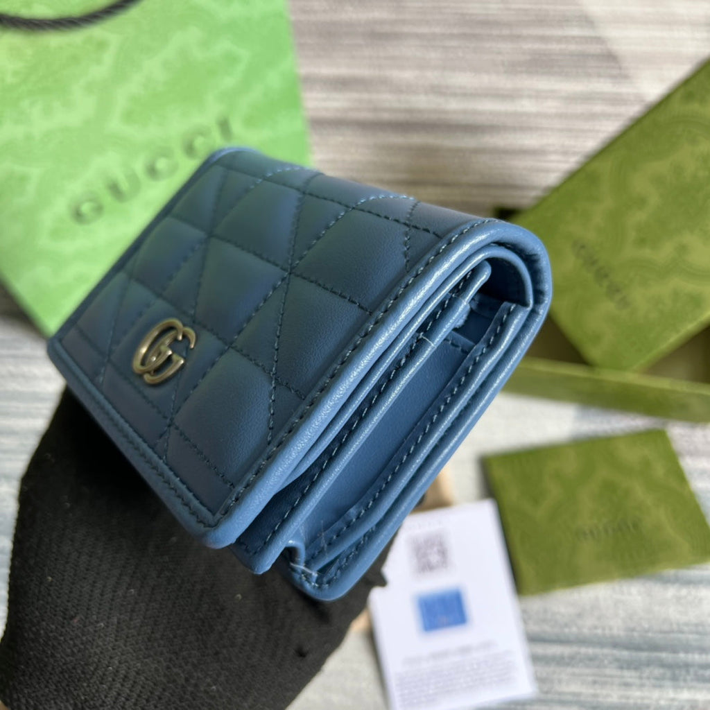 Gucci ‎466492 GG Marmont card case wallet in Blue