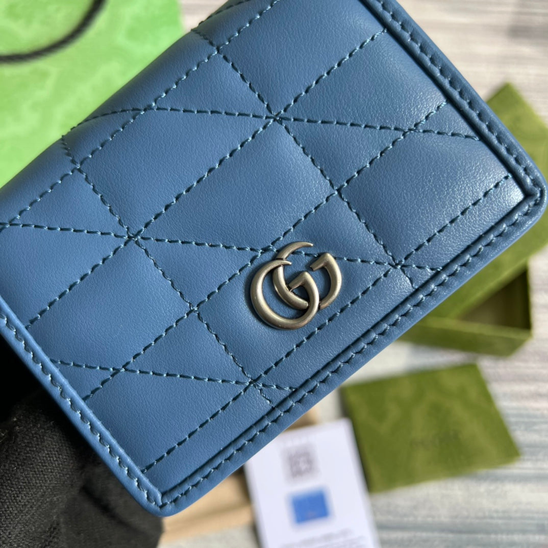 Gucci ‎466492 GG Marmont card case wallet in Blue