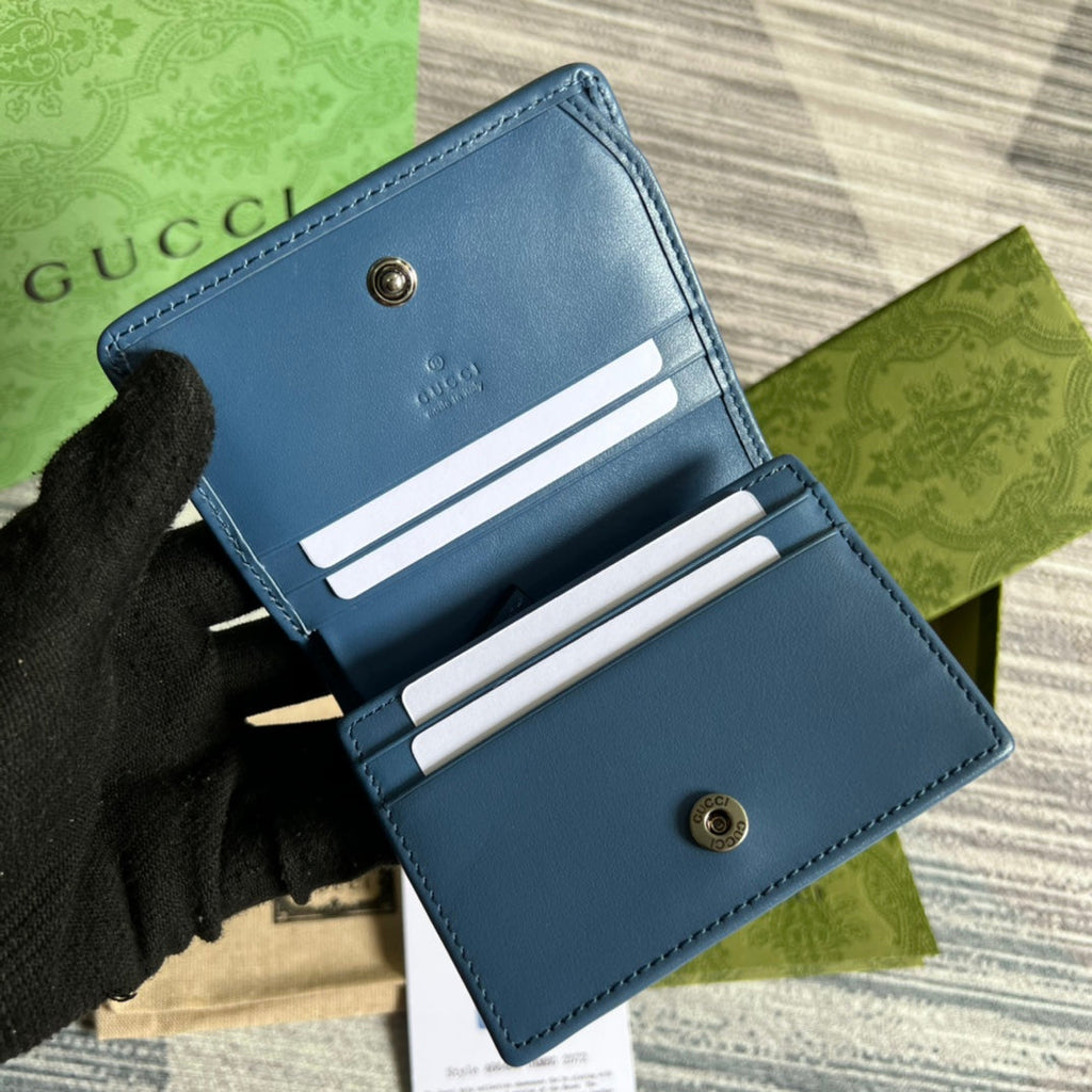 Gucci ‎466492 GG Marmont card case wallet in Blue