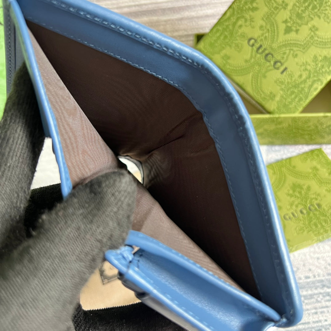 Gucci ‎466492 GG Marmont card case wallet in Blue