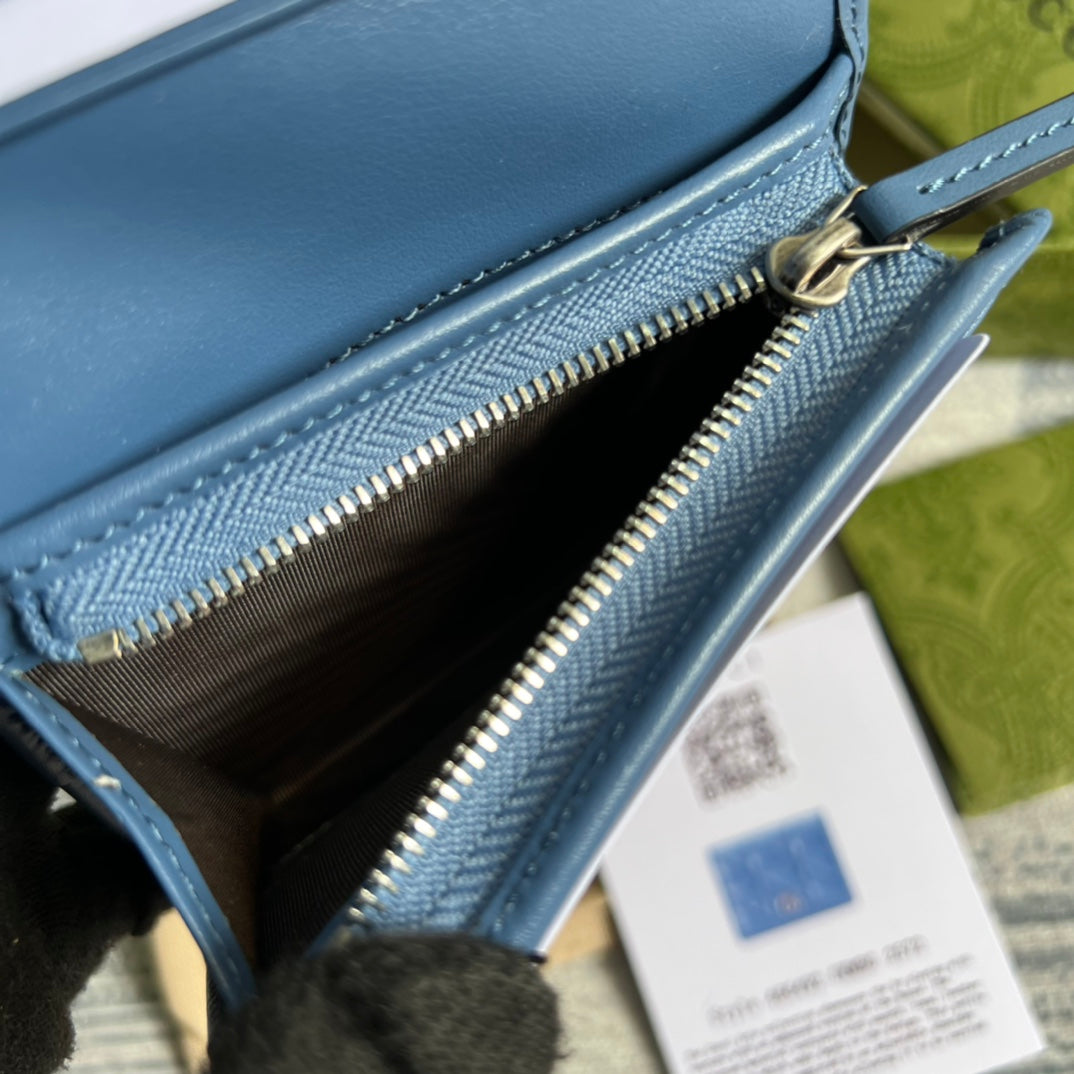 Gucci ‎466492 GG Marmont card case wallet in Blue