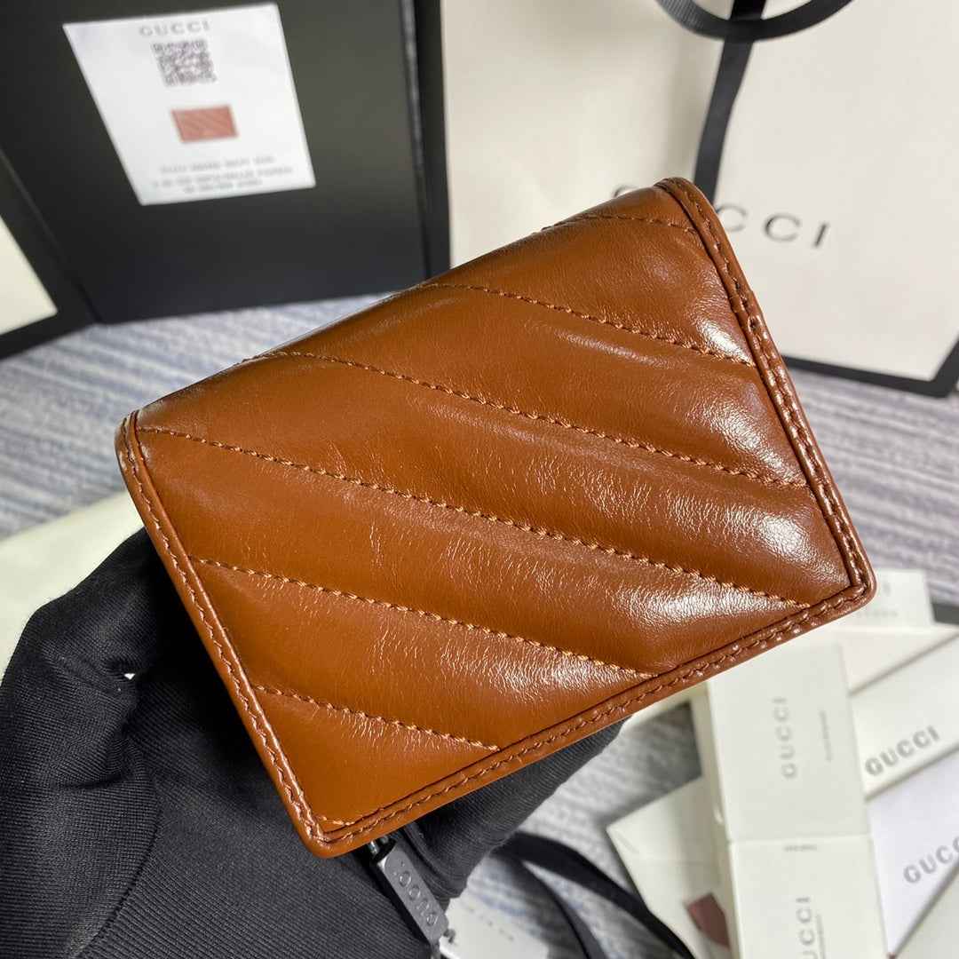 Gucci ‎466492 GG Marmont card case wallet in Brown