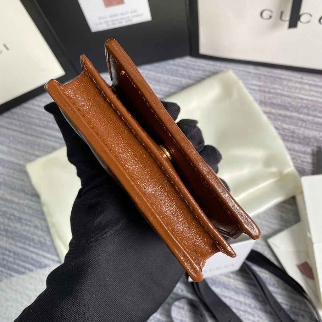Gucci ‎466492 GG Marmont card case wallet in Brown