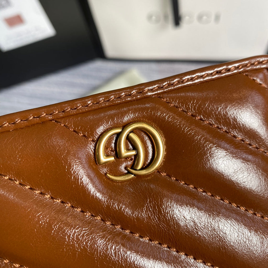 Gucci ‎466492 GG Marmont card case wallet in Brown