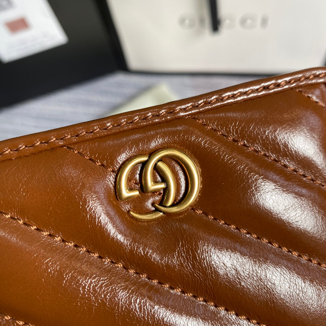 Gucci ‎466492 GG Marmont card case wallet in Brown