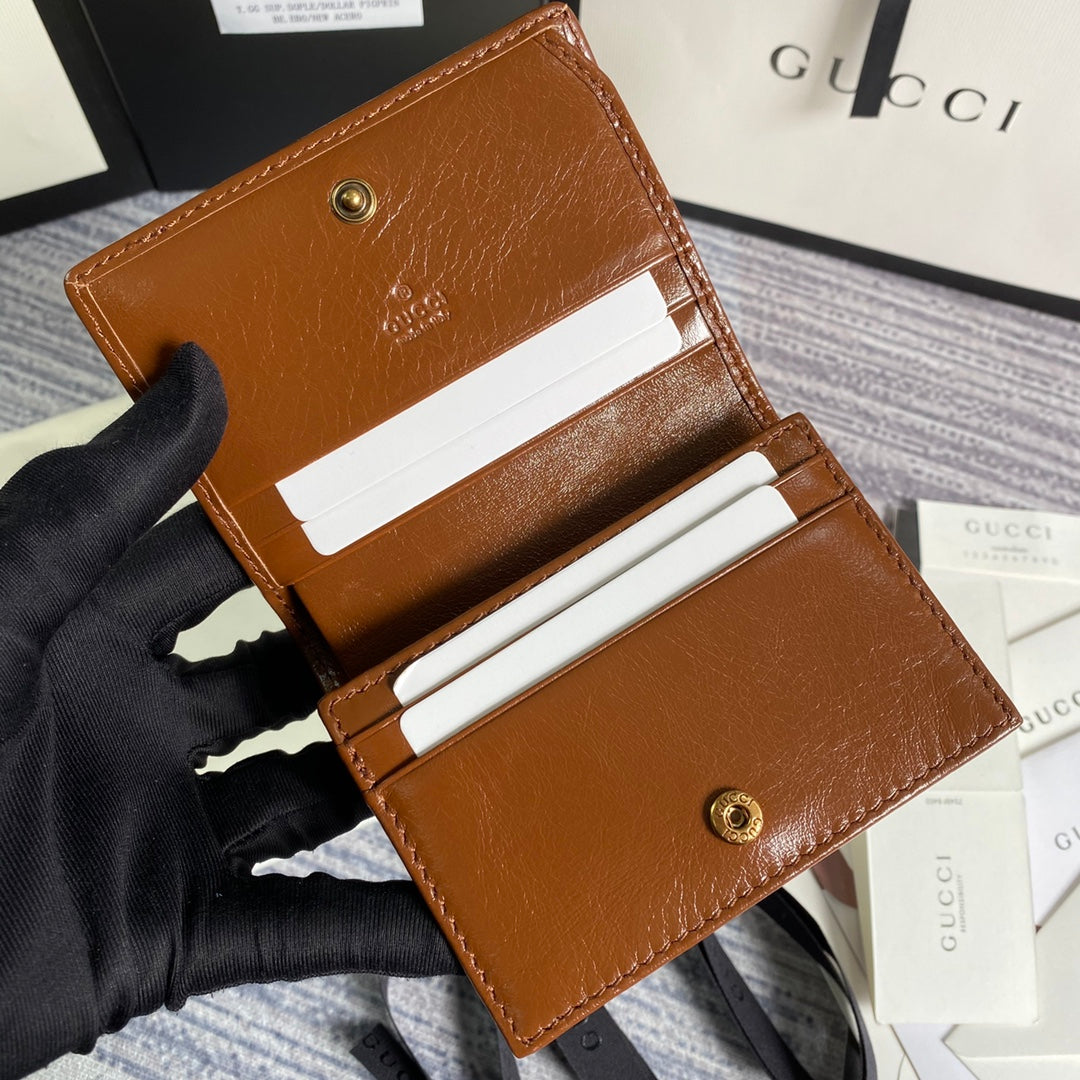 Gucci ‎466492 GG Marmont card case wallet in Brown