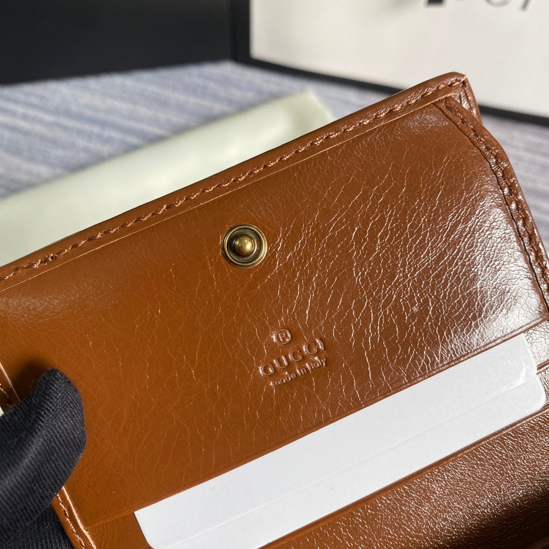 Gucci ‎466492 GG Marmont card case wallet in Brown