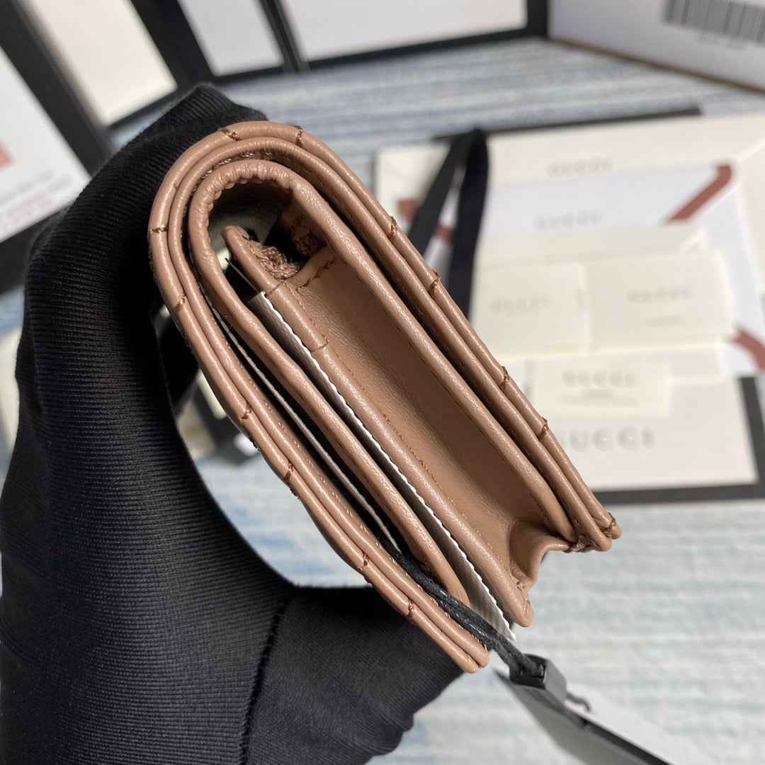 Gucci ‎466492 GG Marmont card case wallet in Light Pink