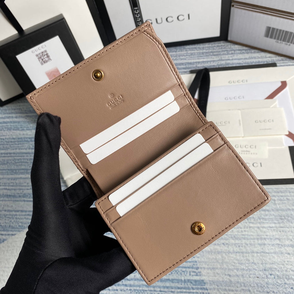 Gucci ‎466492 GG Marmont card case wallet in Light Pink