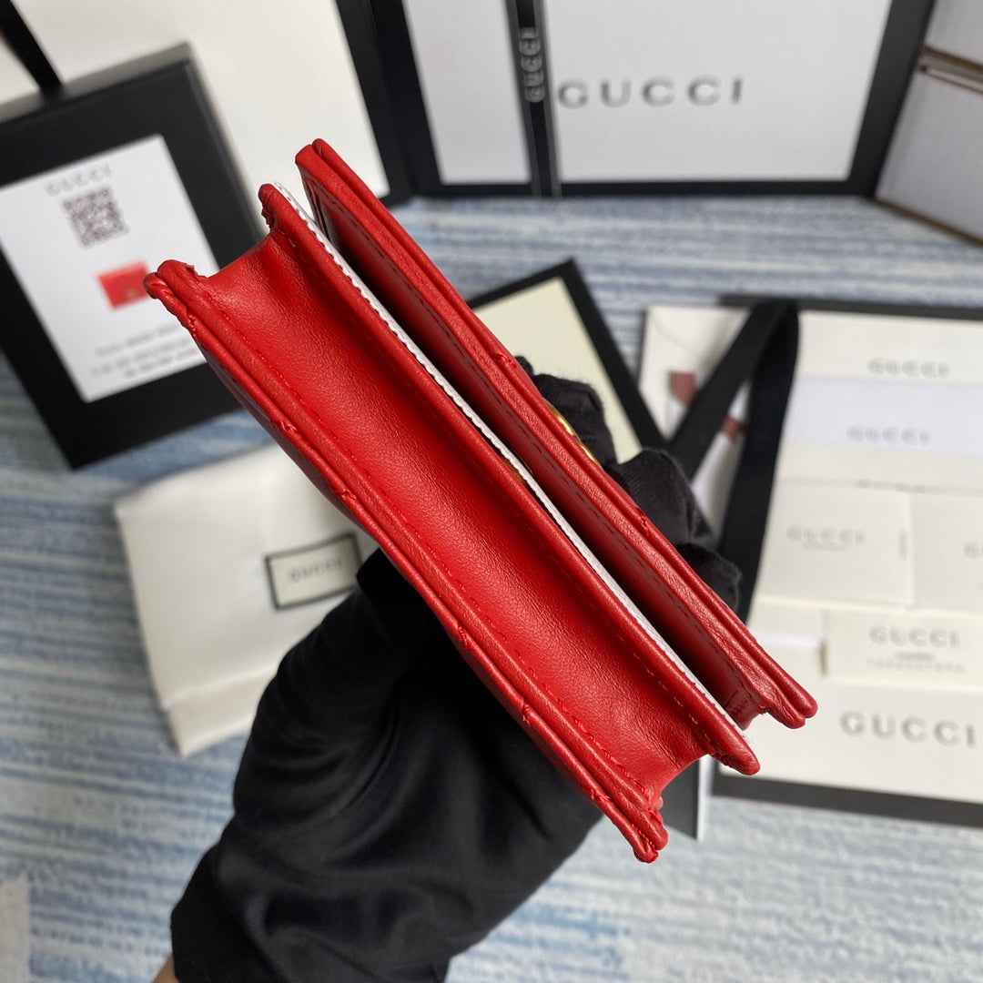 Gucci ‎466492 GG Marmont card case wallet in Red