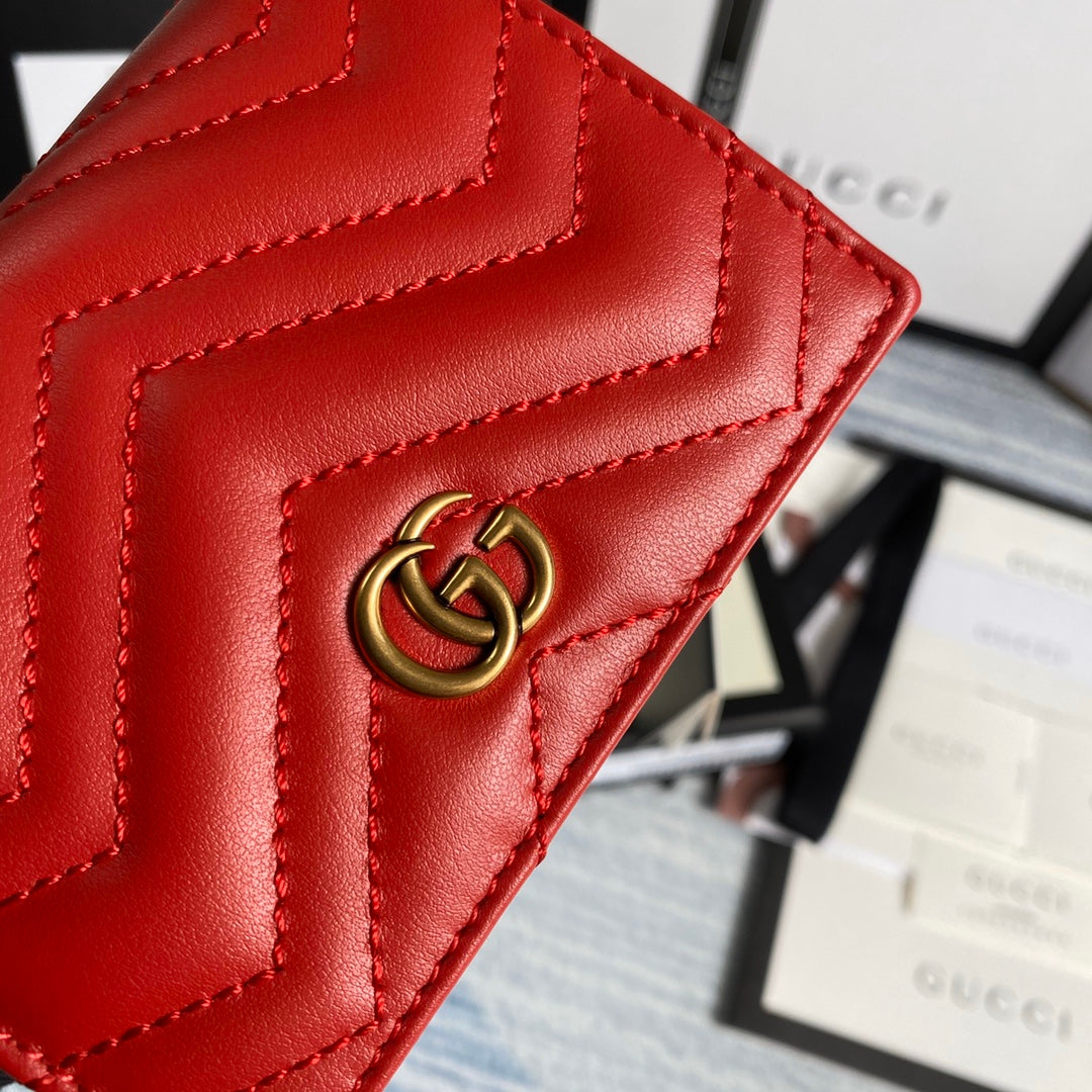 Gucci ‎466492 GG Marmont card case wallet in Red