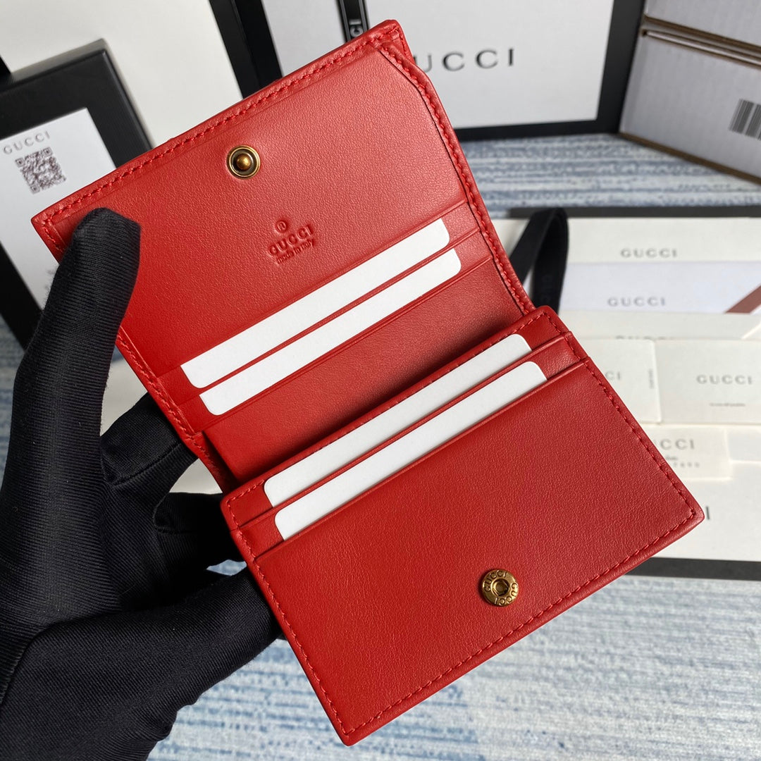 Gucci ‎466492 GG Marmont card case wallet in Red
