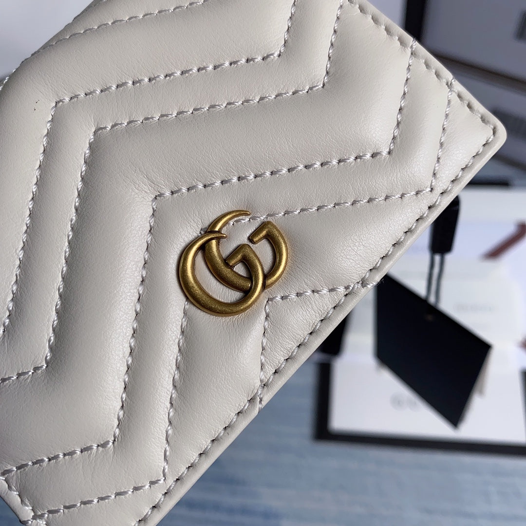 Gucci ‎466492 GG Marmont card case wallet in White
