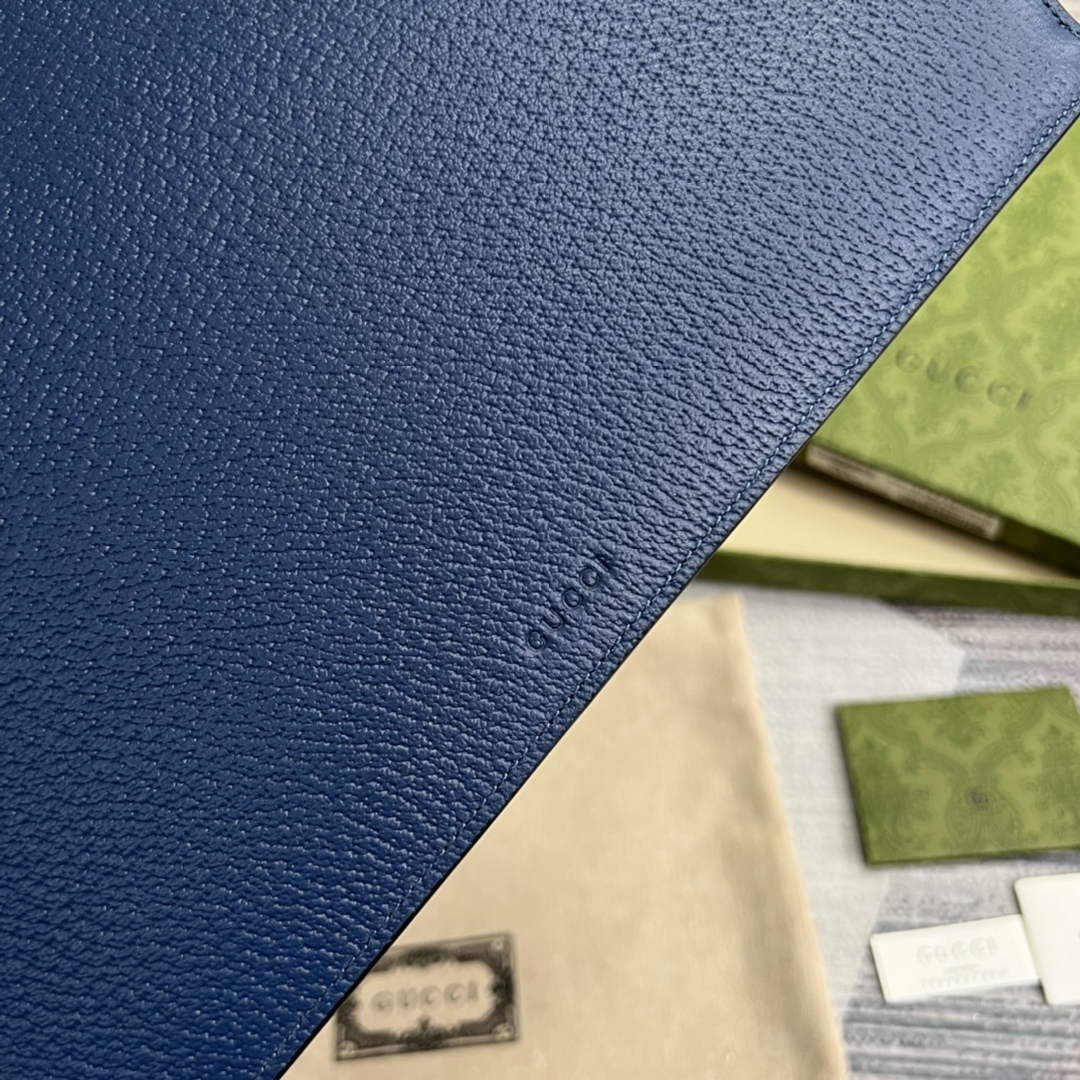 Gucci ‎475317 GG Marmont leather pouch blue leather