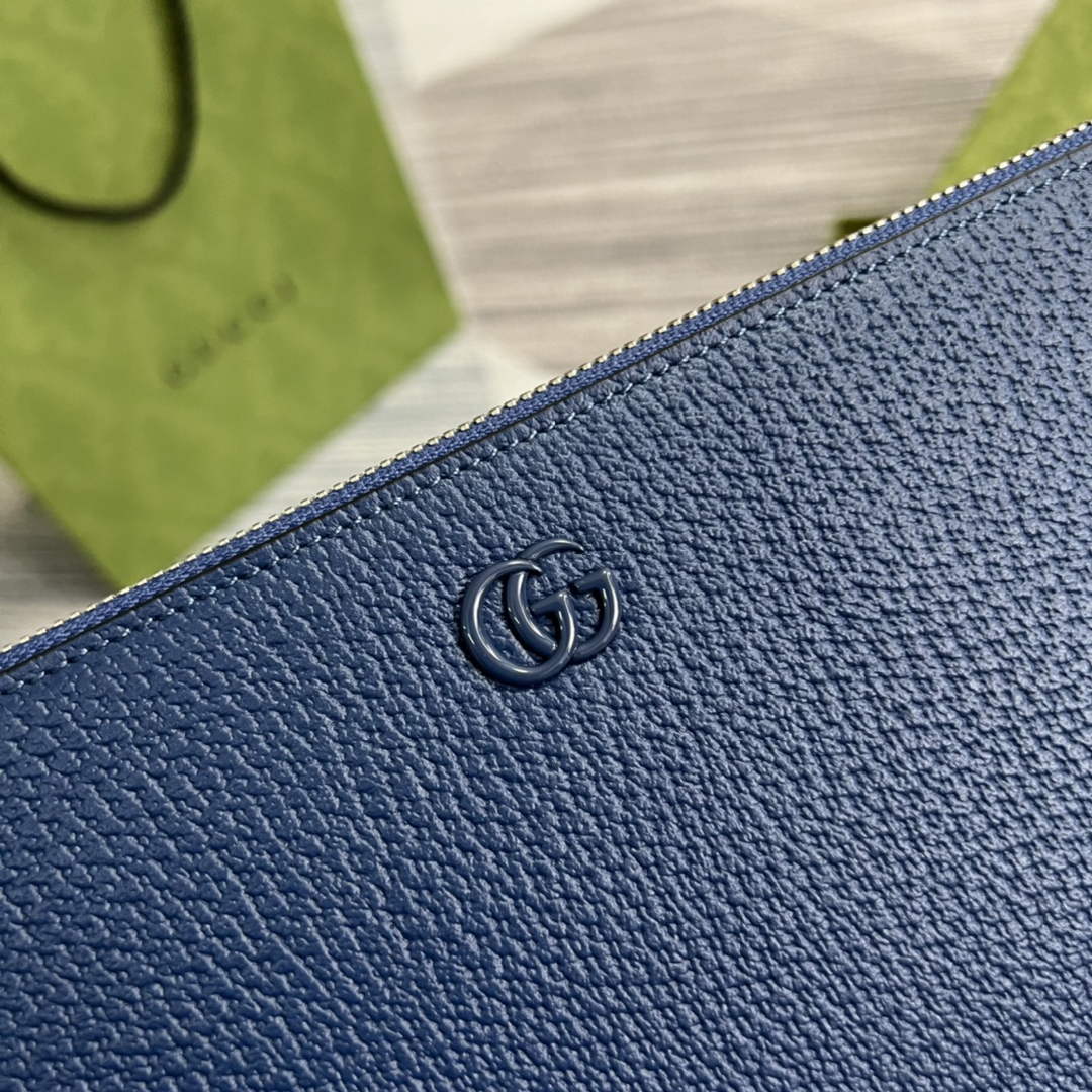 Gucci ‎475317 GG Marmont leather pouch blue leather
