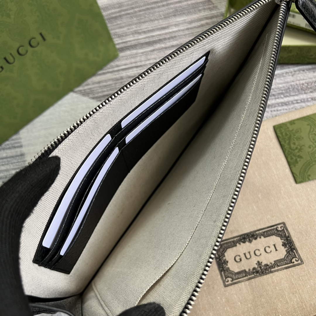 Gucci ‎475317 GG Marmont leather pouch black leather