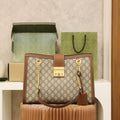 Gucci ‎479197 Padlock medium GG shoulder bag brown leather