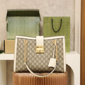 Gucci ‎479197 Padlock medium GG shoulder bag White leather