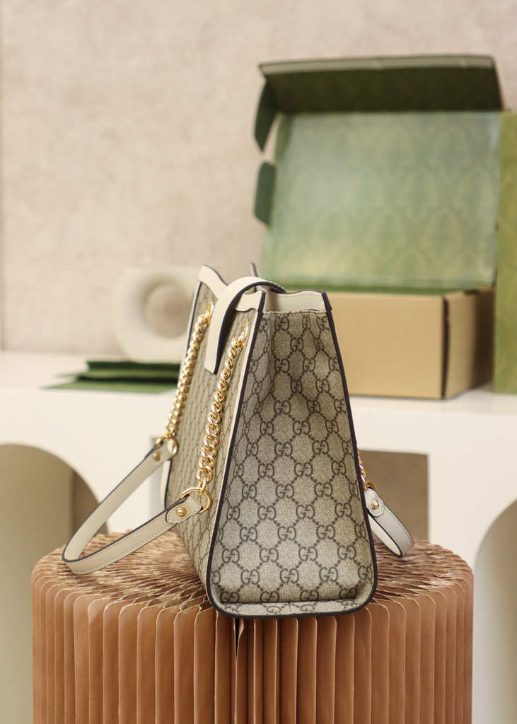 Gucci ‎479197 Padlock medium GG shoulder bag White leather