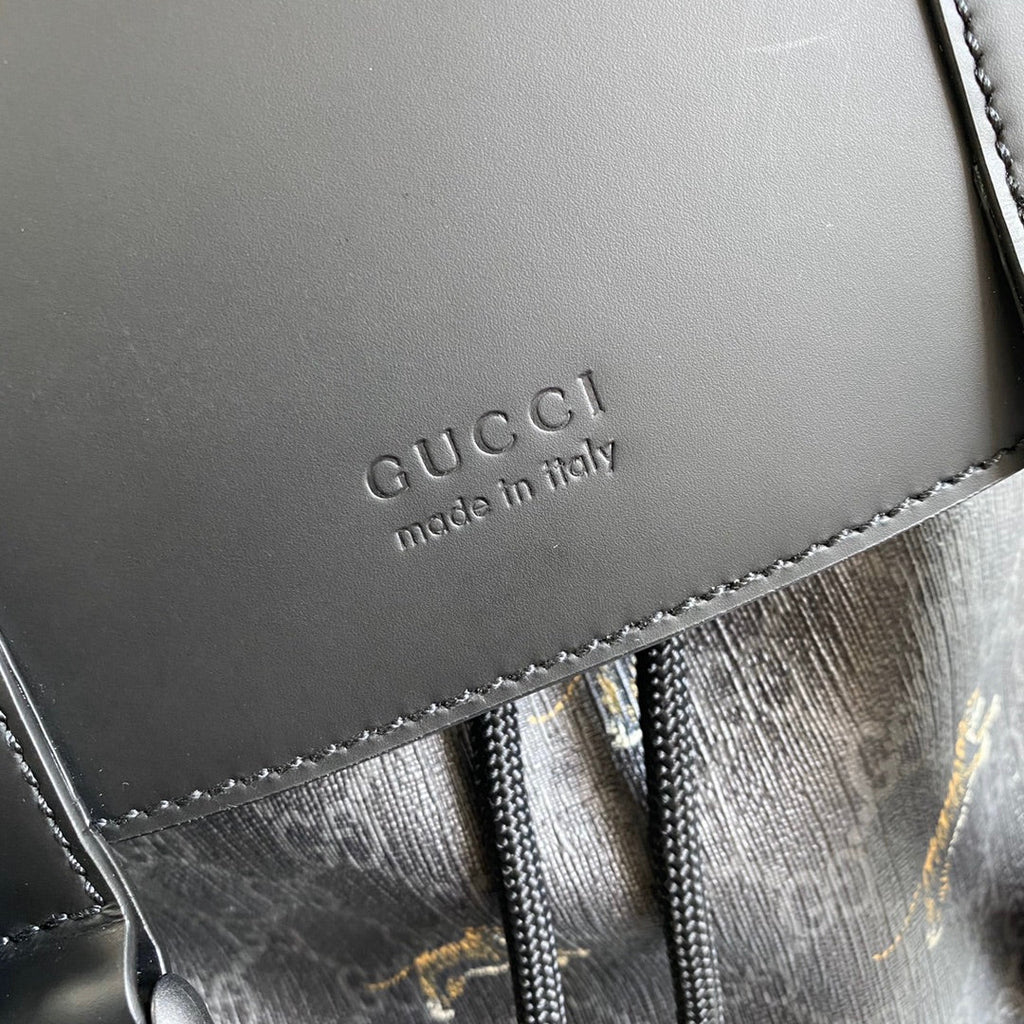Gucci  ‎495563 Bestiary backpack with Tiger Black GG Supreme canvas