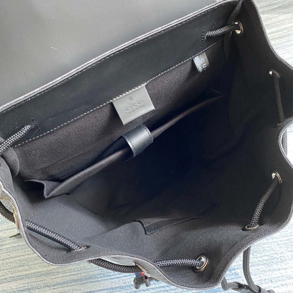 Gucci  ‎495563 Bestiary backpack with Tiger Black GG Supreme canvas
