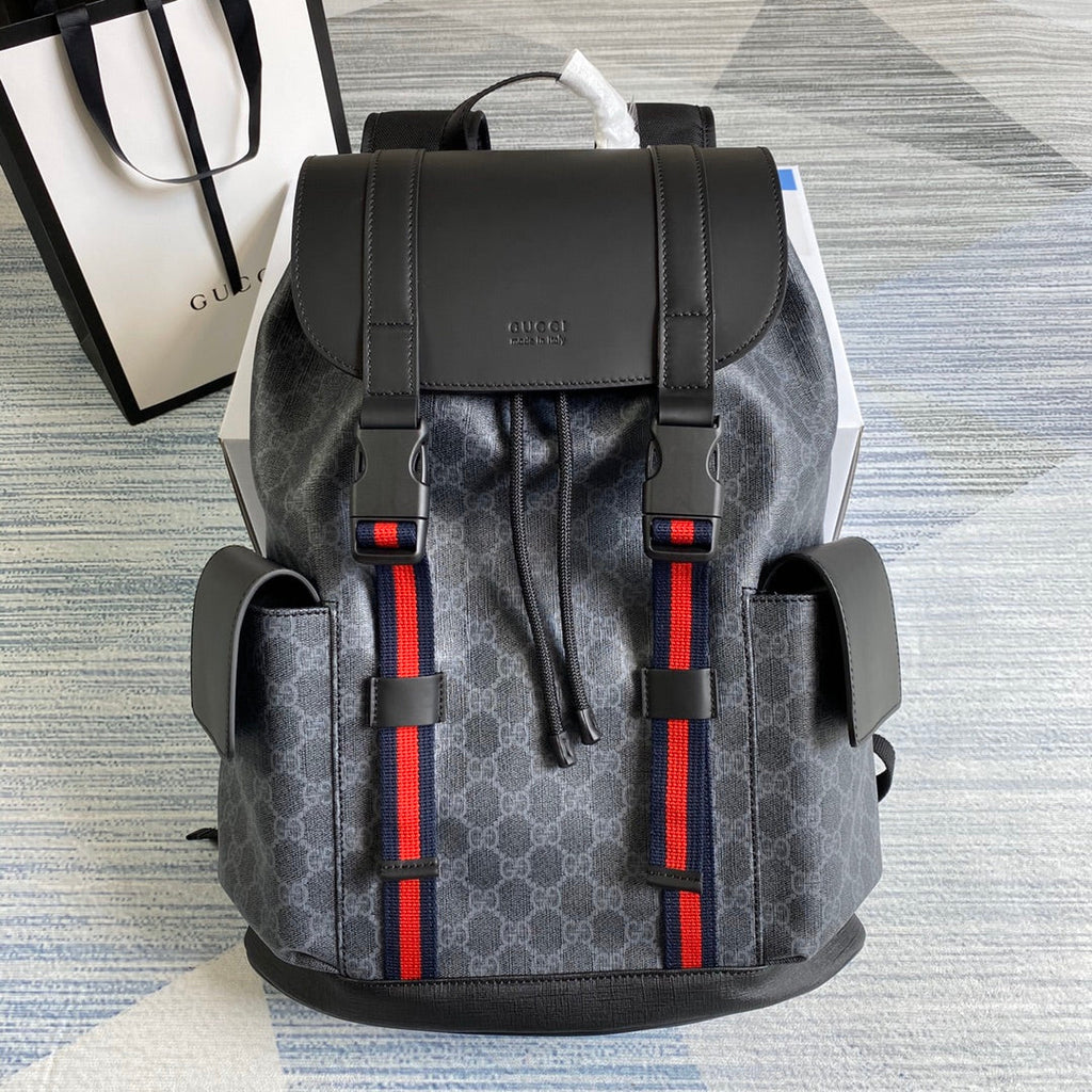Gucci  ‎495563 GG Black backpack Black grey soft GG Supreme