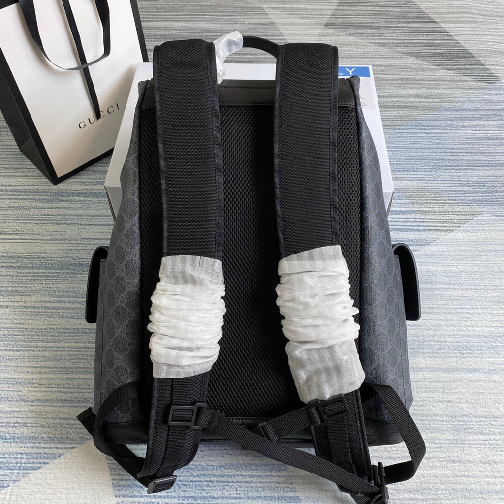 Gucci  ‎495563 GG Black backpack Black grey soft GG Supreme