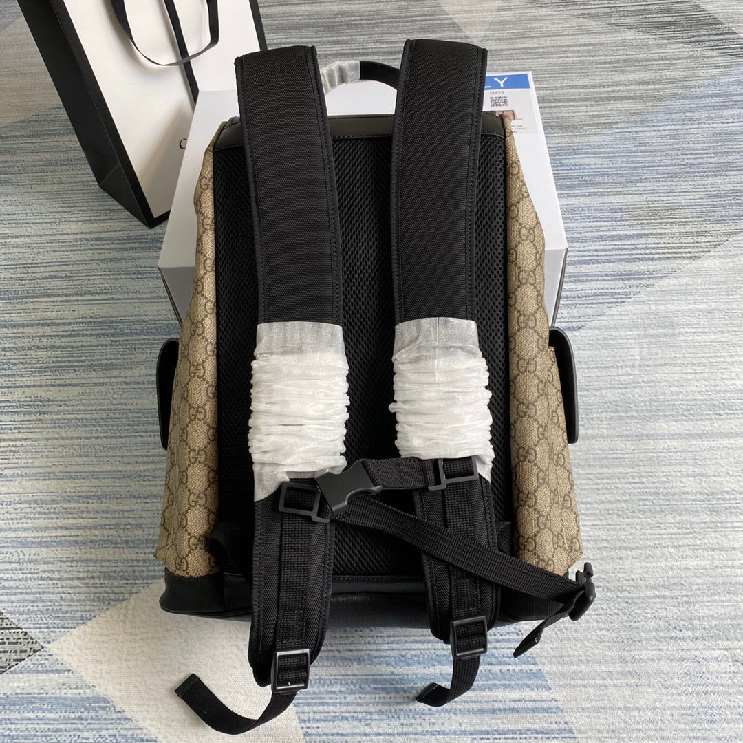 Gucci  ‎495563 GG Black backpack Black brown soft GG Supreme