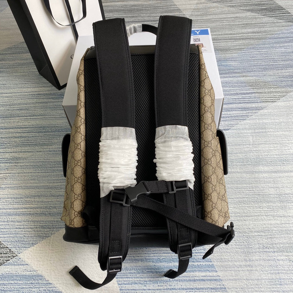 Gucci  ‎495563 GG Black backpack Black brown soft GG Supreme