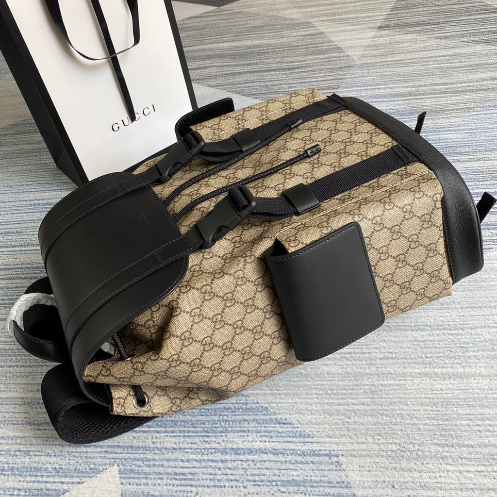 Gucci  ‎495563 GG Black backpack Black brown soft GG Supreme