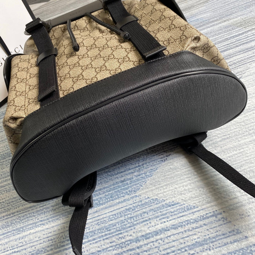 Gucci  ‎495563 GG Black backpack Black brown soft GG Supreme