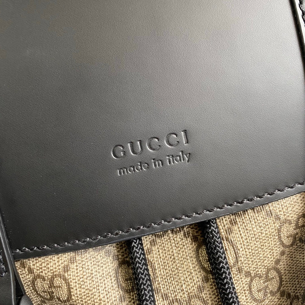 Gucci  ‎495563 GG Black backpack Black brown soft GG Supreme