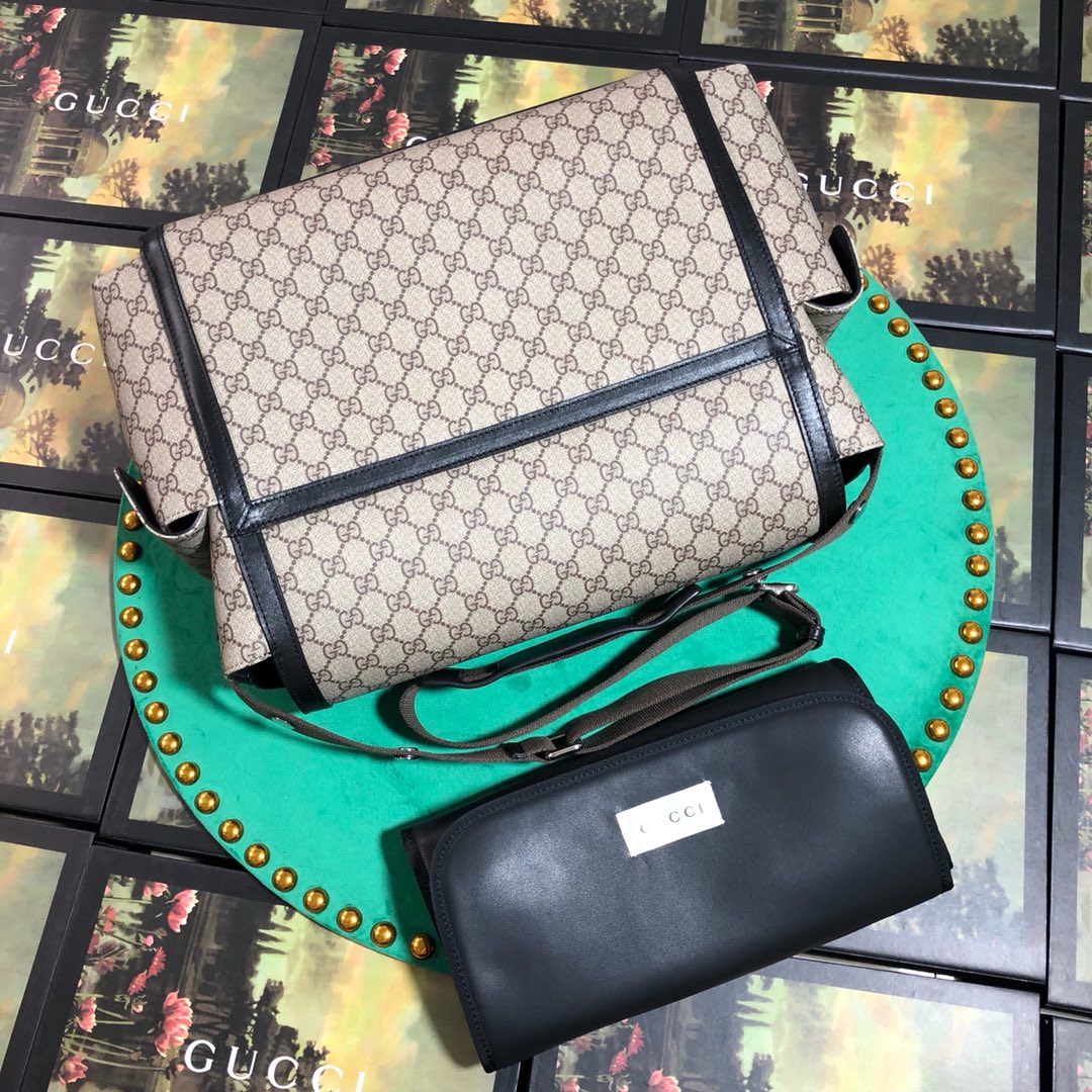 Gucci 495909 GG Supreme diaper bag beige leather