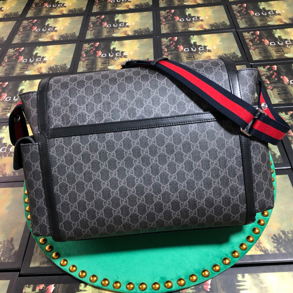 Gucci 495909 GG Supreme diaper bag black leather