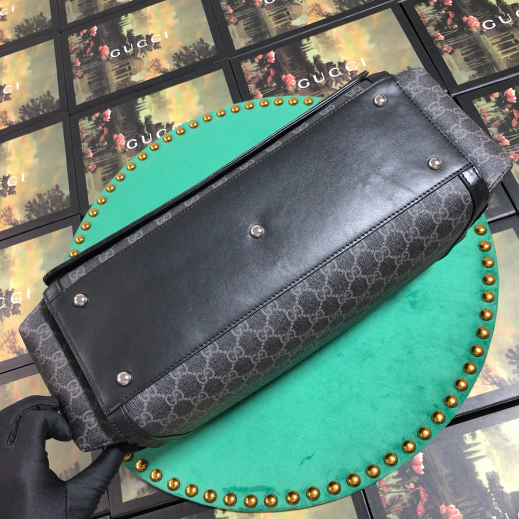 Gucci 495909 GG Supreme diaper bag black leather