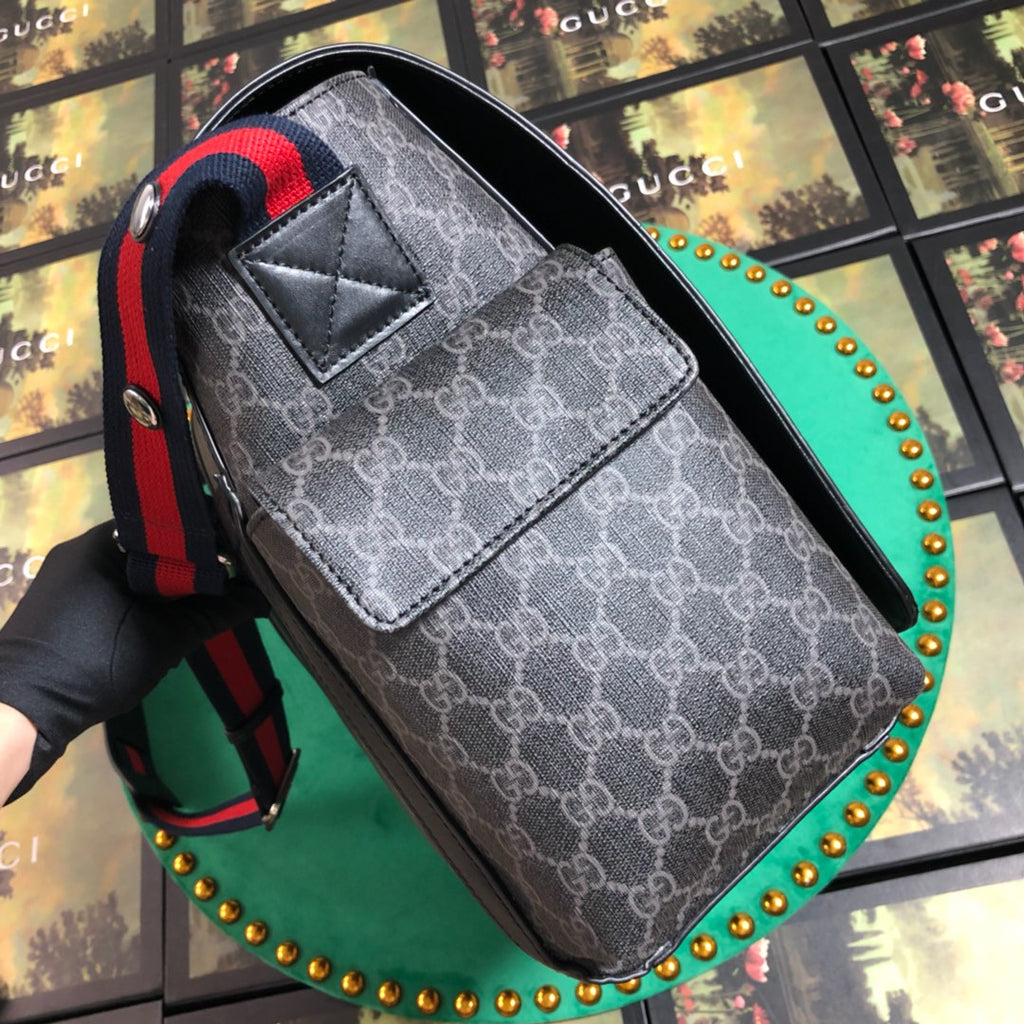 Gucci 495909 GG Supreme diaper bag black leather