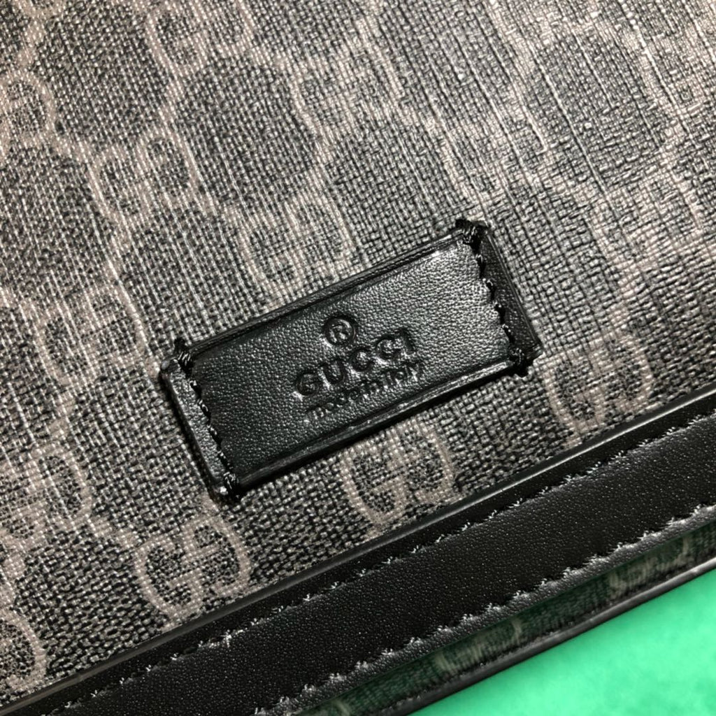 Gucci 495909 GG Supreme diaper bag black leather