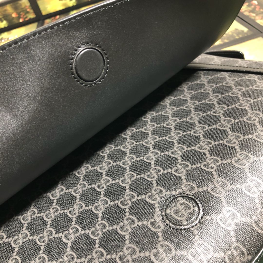 Gucci 495909 GG Supreme diaper bag black leather