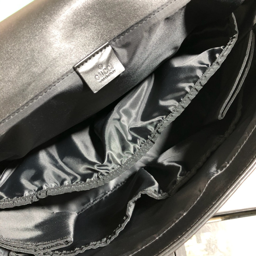 Gucci 495909 GG Supreme diaper bag black leather