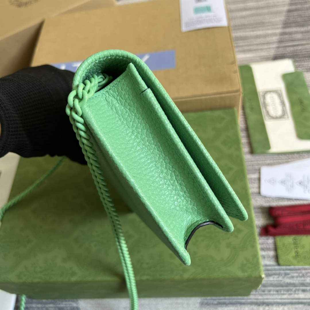Gucci ‎497985 GG Marmont mini chain bag Green leather