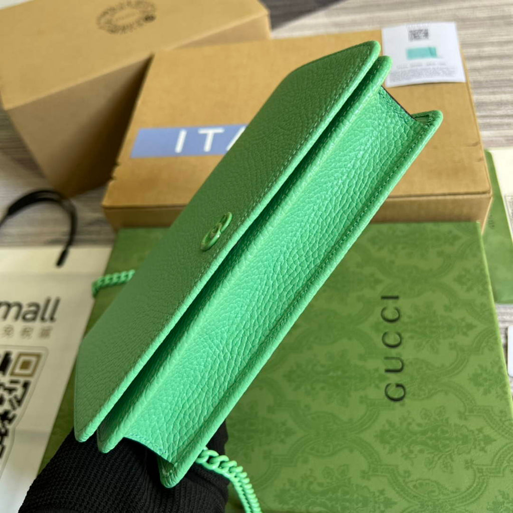 Gucci ‎497985 GG Marmont mini chain bag Green leather