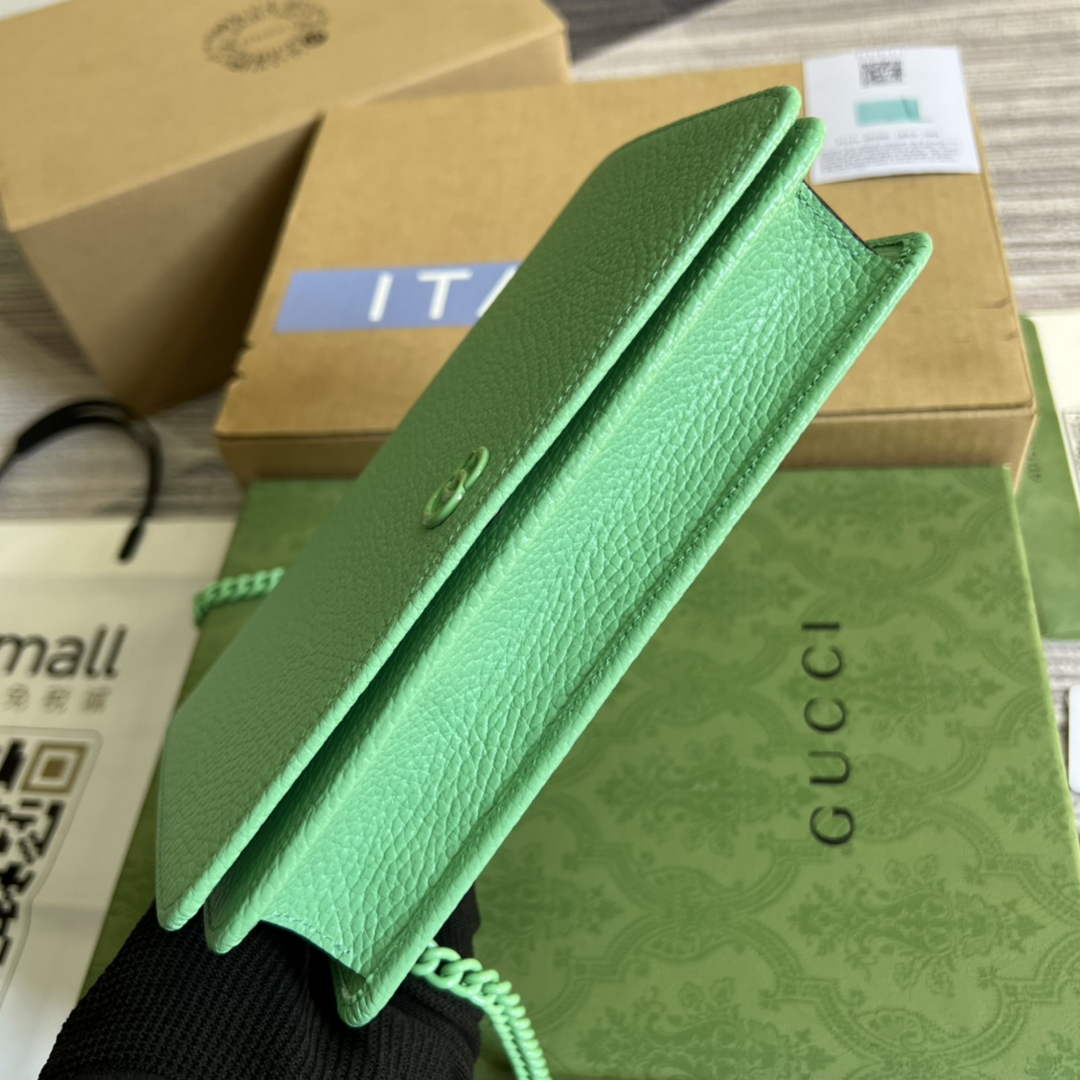 Gucci ‎497985 GG Marmont mini chain bag Green leather