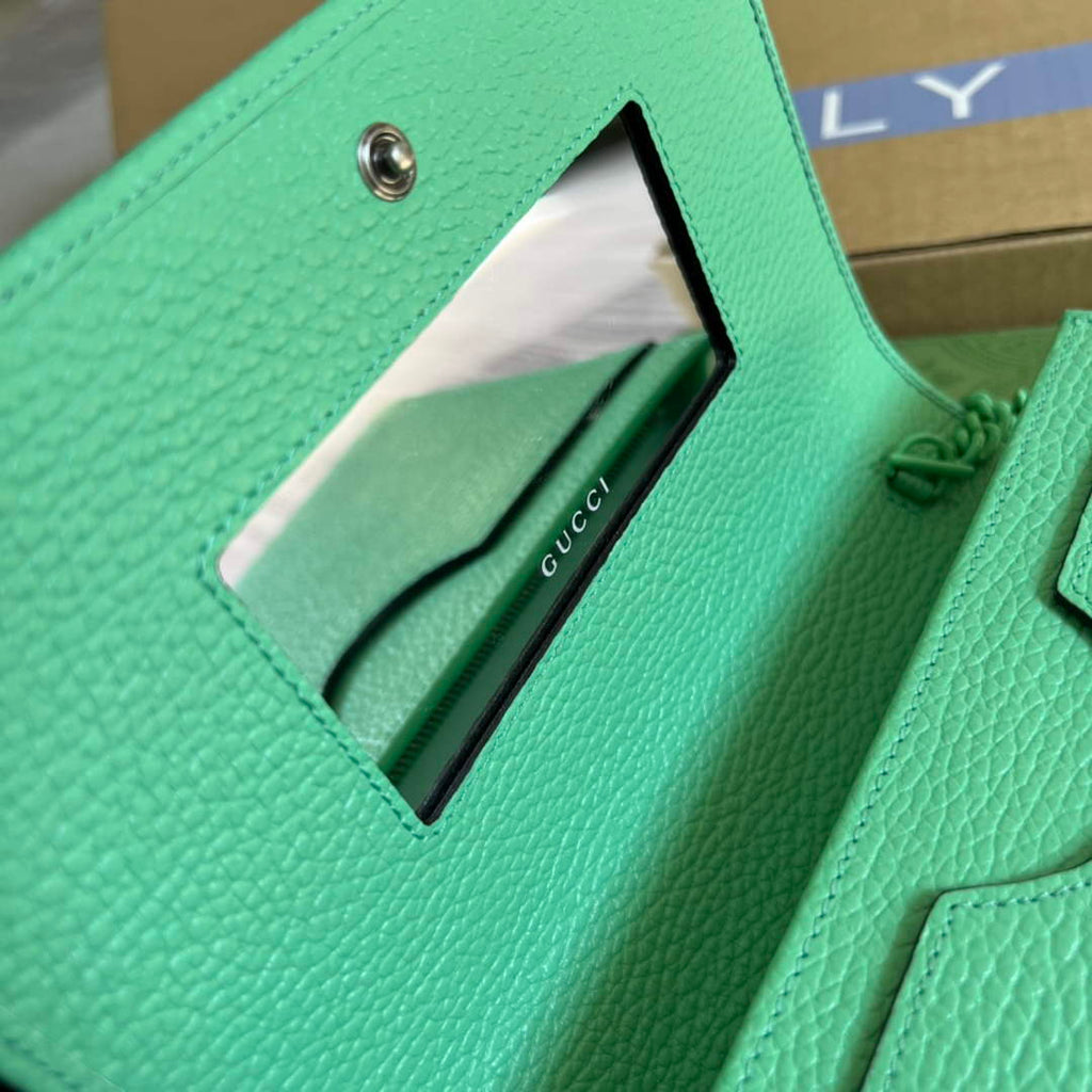 Gucci ‎497985 GG Marmont mini chain bag Green leather